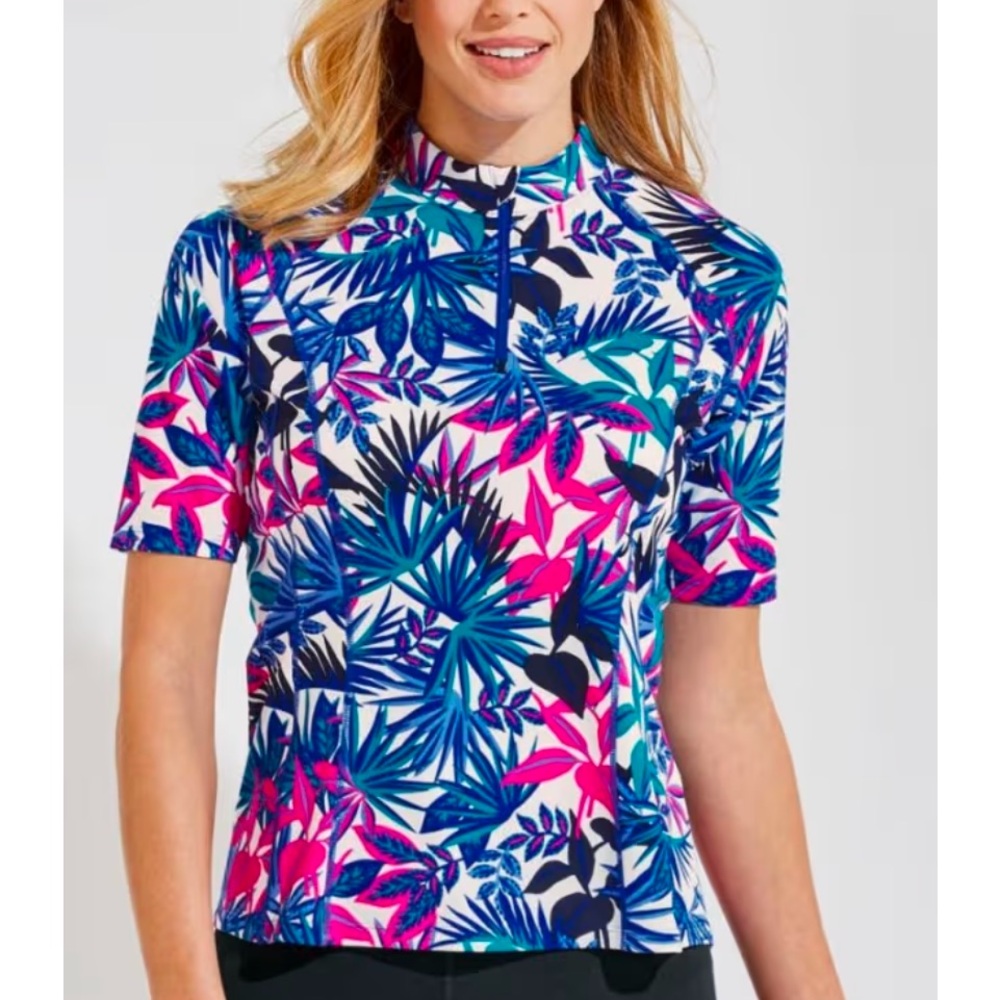 Coolibar Rash Guard size M Floral UPF 50 UV Protection EUC - Picture 1 of 9
